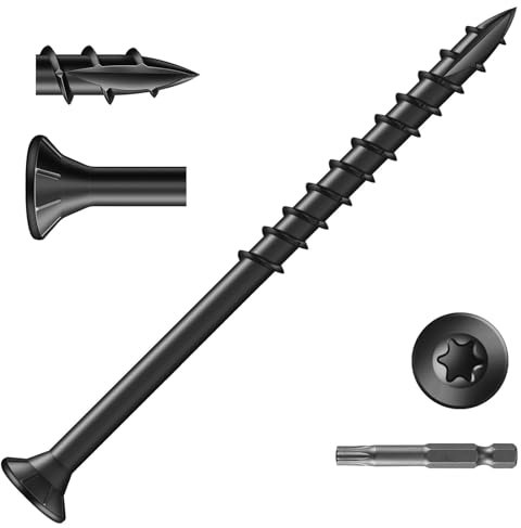 Dayalo Torx Lot de 50 vis à bois - 4,8 x 75 mm - Pour panneaux d'aggloméré - Vis à bois noires - Vis à tête fraisée pour bois - Vis universelles - Filetage partiel - Avec embout