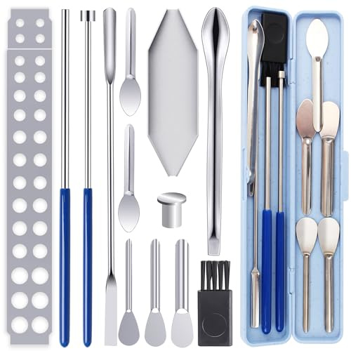 Kit de máquina de llenado de cápsulas, bandeja de llenado de píldoras, herramientas para hacer rápidamente cápsulas de gel vacías, todos los tamaños 000 00 0 0 1 2 3 4 5, 12 cucharas de laboratorio