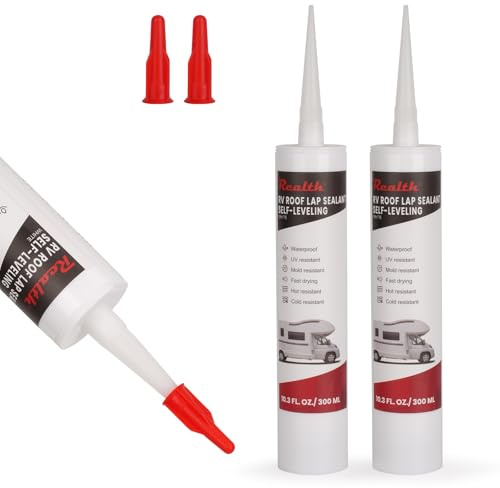 Realth Selladores de Techo 600ml Selladores de Autonivelación | Selladores de Techo, Impermeables Instantáneos, Pintura de Techo RV para Fugas, Grietas y Mantenimiento de Techo