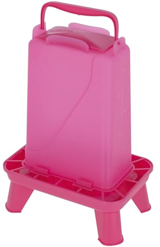 Kerbl Hobbyfarming Comedero automático con Patas, 3,5 l, Rosa, 16,5x24,5x35 cm, comedero para Aves, dispensador de alimento, plástico, Aves de Corral