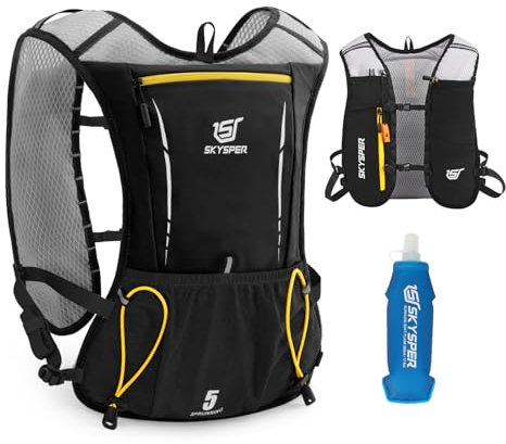 SKYSPER Zaino Idratazione 5L, Gilet Zaino Trail Running con Borraccia Morbida 500ml per Corsa Ciclismo Jogging Escursione