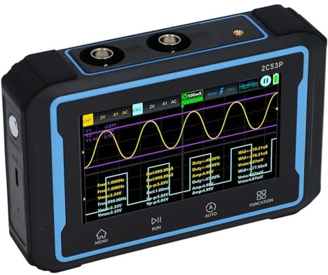 Multimetro di Oscilloscopio Digitale Portatile 50 MHz, Generatore di Segnalazione di Oscilloscopi 250 Ms/s per Ingegneri, Multimetro di Oscilloscopi Portatile Mini 3 in 1
