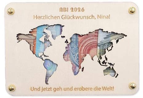 Feenstaub Geldgeschenk personalisierter Wunscherfüller, Weltkarte Geldgeschenk, Geldgeschenke verpacken, Abitur 2026 Geschenke, Bachelor Abschluss Geschenk, Verpackung Geldscheine, Reisekasse Karte