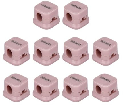 DOMIRA 10 Magnetic Cable Holder Clips – Desk Cable Tidy & Charger Cable Organiser – Magnetic Door Clip for Wire Management – 6 Colours – Self Adhesive Clip for Desk Cable Organizer (Pink)