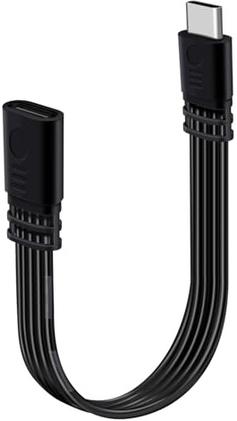 YINGAYOU Flat USB C Extension Cable USB C Male to Female Extension Cable Support Charging and Data 480Mbps 60W 5V 3A for Phones, Laptops, PC (Straight, 10 cm)
