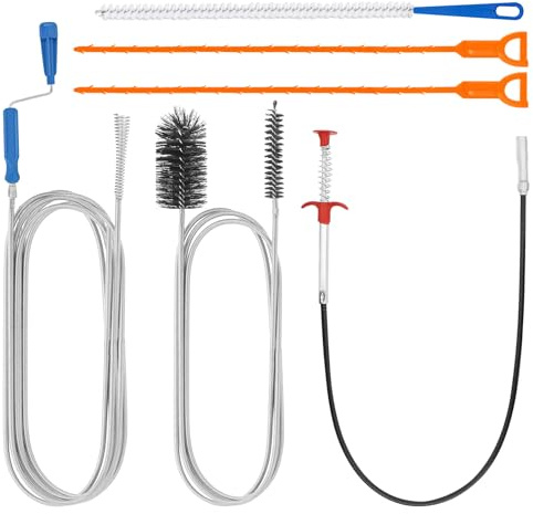 MISIQIMA 6 Stück Abflussreiniger Set, Rohrreiniger, Abflussreiniger Spirale, Rohrreinigungsbürste, Abflussbürste, Krallengreifer, Geeignet zum Entstopfen von Rohren in Küchen und Duschen