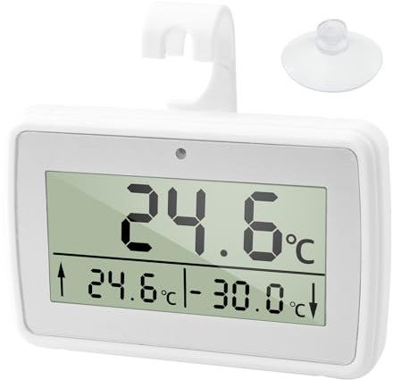 Kylskåpstermometer med LCD-display digital termometer kylskåp tydligt lättläst vattentät frostsäker konfigurerbar larmtemperatur för rum kylrum