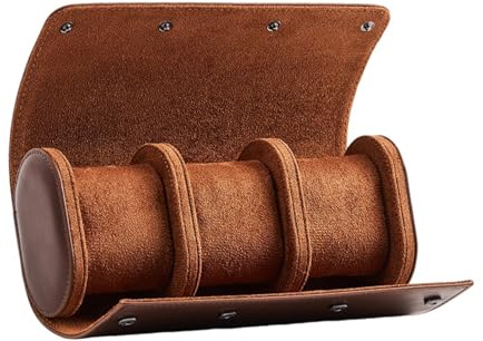 Baoblaze Estuche de viaje para relojes, caja de almacenamiento ligera para hombres y mujeres, estuche enrollable para relojes, organizador de cuero sintético, Tres