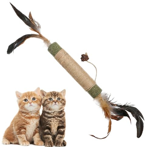 Beißspielzeug für – Kauspielzeug aus natürlichem Sisal, 40 x 3,5 x 3,5 cm, Beißstab für Katzen, interaktives Kauspielzeug für Haustiere, für kleine und mittelgroße Welpen