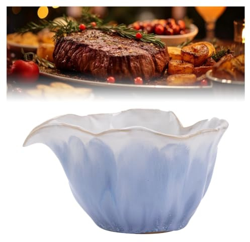 Salsiera salsiera in ceramica, salsiera decorativa con versatore antigoccia | Caraffa for latte creativa, caraffa multifunzionale for salse, condimenti for insalate, hotel(Blue)