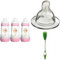 MAM Anti-Colic Bottle 260 ml 3 Pack (Pink/Green) with Medium Flow Teats (2 pack) and Soft Brush