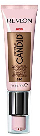 Revlon PhotoReady Candid Natural Finish Foundation, mit Anti-Verschmutzung, Antioxidans, Anti-Blaulicht-Inhaltsstoffen, Kakao (520), 22 ml