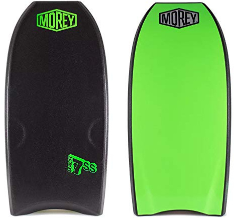 Morey Bodyboards Mach 7SS Polyproplene (PP) 1 Stringer Crescent Tail Body Board 41.5 - Black/Black/Lime Green