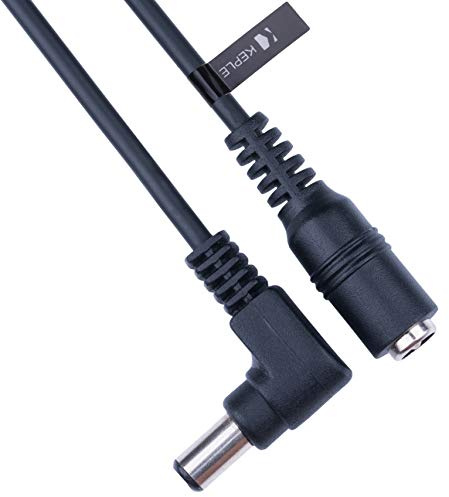 Gleichstrom-Verlängerungskabel, Rechtwinklig mit 2,5mm / 5,5mm Stecker 1m Anschluss CCTV-Netzkabeladapter Kompatibel mit CCTV Security Camera, IP Camera, DVR Standalone, LED Strip, Monitors (Schwarz)