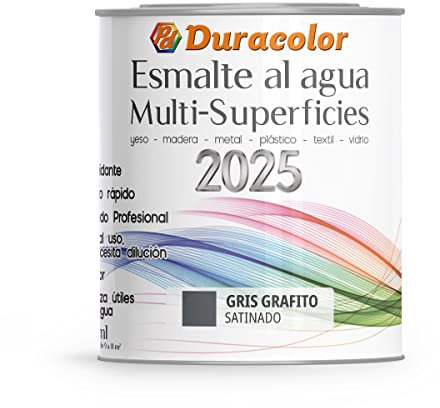 B BRIDECO Esmalte al Agua Multi Superficie - Color Satinado Gris Grafito - 750 ml - Acabado Brillante - Sin Olor - Resistente a Golpes, Roces y Manchas - Antioxidante - Rápido Secado - Duracolor