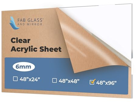 Acrylic Sheet 48 x 96 Clear Plexiglass Sheet 1/4 Inch Thick (6mm) with Clear Protective Film