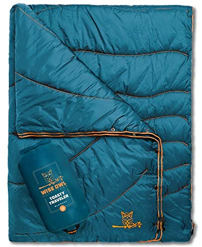 Wise Owl Outfitters Outdoor Camping Blanket – Lightweight Packable Puffy Quilt for Backpacking, Hiking & Travel – Warm Water Resistant Blanket for Cold Weather Camping
