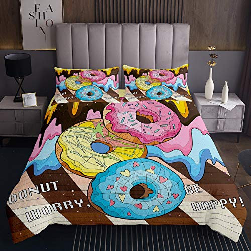 Copriletto trapuntato con ciambelle e ciambelle trapuntato copriletto trapuntato con stampa di dessert set per ragazzi e ragazze per ragazzi e ragazzi con 1 federa170X230cm