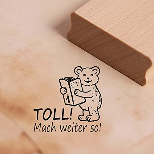 Teddy Bär Motivstempel Stempel mit Spruch - Toll, mach weiter so - Motivation Lehrerstempel Schule Beurteilung 28x28mm