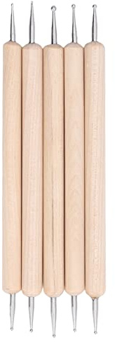 5-teiliges Leder-Werkzeugset für Lederbearbeitung mit Prägestift, Linienstift, Radierer und Gravierzubehör - Professionelles Lederverarbeitungs-Set zum Stempeln, Gravieren und DIY Handwerk