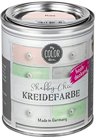 My COLOR Room Shabby Chic - Vernice a gesso 750 ml, colore rosa per mobili da cucina e mobili senza fiocchi, pittura a base d'acqua, per legno e altro ancora con elevata opacità e asciugatura rapida