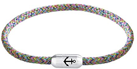 Paris Montana Schmales Dünnes Filigranes Original Anker Segeltau Armband Unisex Geflochten Gravur Handmade Hochwertiger Magnetverschluss Durchmesser Ø 4mm (Flower Power, 19)