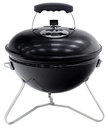 KEKAI Barbacoa de Carbón Portátil de Sobremesa Tahoe 37x37x44 cm con Sistema de Transporte y Bloqueo de Seguridad de Acero Inoxidable Esmaltada en Negro con Rejilla Regulable