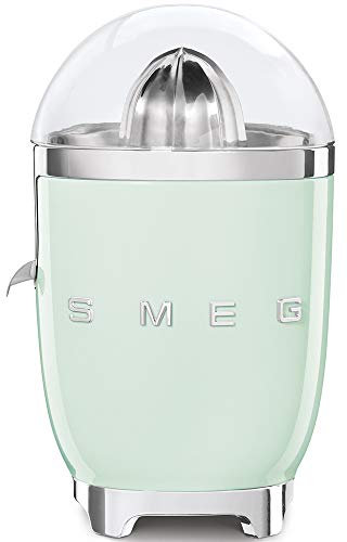 Smeg, Elektrische Zitruspresse CJF11PGEU, tropfsicherer Auslauf und Universalkegel, rutschfeste Stellfüße, Filtersieb und Presskegel aus Edelstahl, 70 W, Pastellgrün
