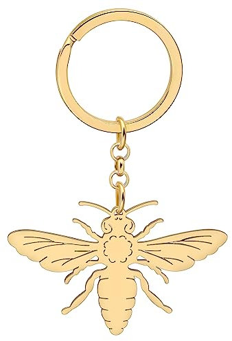 YAYAKO Porte-clé Abeille en acier Inoxydable Porte-clé Insectes Porte-clé Portefeuille Bijoux d'été Porte-clé Voiture Anneau Abeille Cadeaux pour Femme filles (Plaqué Or)