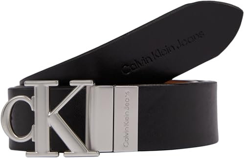 Calvin Klein Jeans Damen Gürtel aus Kunstleder, Mehrfarbig (Black/Cognac), 105 cm