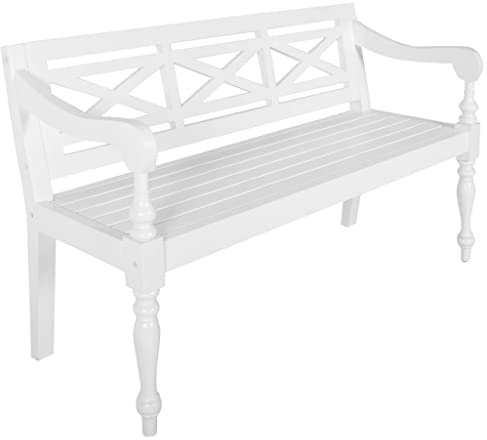 TALCUS Möbel mit Sitzbank Batavia 123 cm Mahagoni massiv weiß