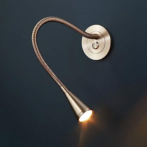 Lampe de Lecture Murale à LED en Nickel, Applique Murale Flexible à col de Cygne avec Interrupteur Poussoir, Lampe de Lecture Moderne pour tête de lit de Chambre à Coucher 3000 K, décoration de côté