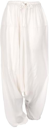 GURU SHOP Haremshose, Pluderhose, Pumphose, Aladinhose - Weiß, Damen, Synthetisch
