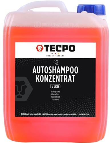 TECPO Autoshampoo Konzentrat, 5 Liter für gründliche Reinigung | gegen hartnäckige Verschmutzungen | Nano | Glanz-Effekt | Abperleffekt
