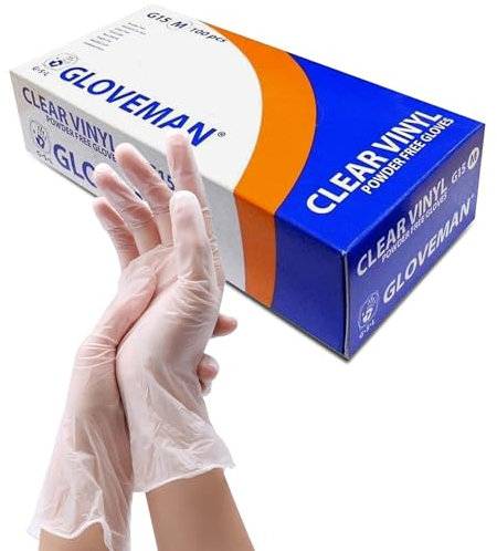 PANKTI Clear Vinyl Gloves, 100 Count, Clear Disposable Gloves - Packaging may vary (100, Medium)