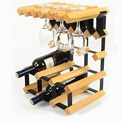 Weinregal Freistehendes Weinfass aus Holz zum Aufhängen von 6 Flaschen Weinregalständer für 6 Weingläser Schrank aus Metall Stahl und Holz Flaschenhalter-Organizer im Vintage-Stil Weinschran