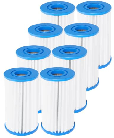 DAYEAR Filtro repuesto baño de hielo 12.7cm x 6.35cm 20 micrones 8 Paquete | Filtro de buceo en frío 20 Micron plisado filtrado de sedimentos Reemplazo para bañera de hielo baño de hidromasaje