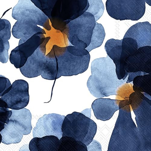 IHR Marimekko 3-lagige Deluxe-Papierservietten, 20 Stück, Cocktail-Getränkegröße, Valssi Blue