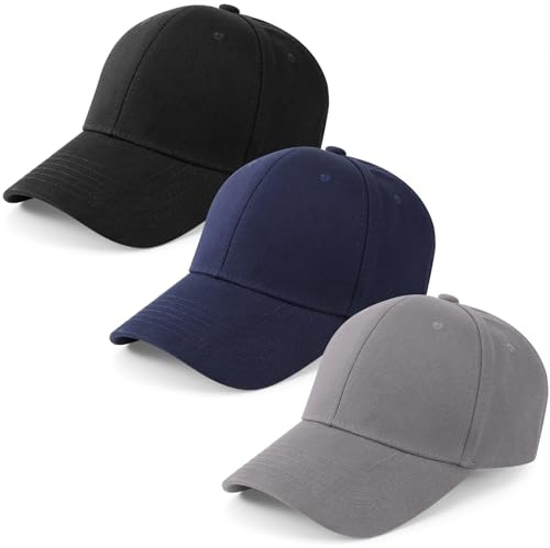 Utensilsto 3 Stück Kappe Herren Damen, 100% Baumwolle Basecap | Verstellbar,Einfarbig Baseballkappe Baseball Cap für Herren Damen Männer Unisex Outdoor
