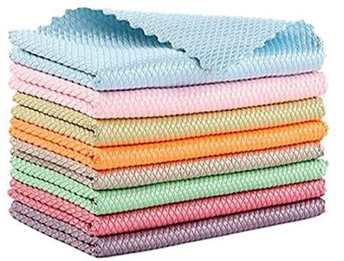 Xiao Hua 510 Pack Nanoscale Cleaning Cloth, New Fish Scale Microfiber Polishing Cleaning Cloth, Easy Clean Nanoscale Streak-Free Reusable Cleaning Cloths (10pcs, 10x10 inch)
