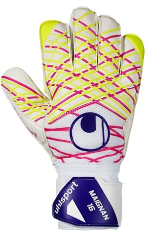 uhlsport Prediction Absolutgrip HN Gants de Gardien de But de Football pour Enfants et Adultes - Gants spéciaux de Mike Maignan, Blanc/Rose/Jaune/Violet, 8