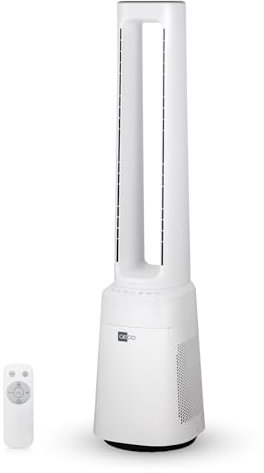 aeco AirX Guard 2-in-1 Turmventilator mit H13 HEPA Luftreiniger Rotorloser Standventilator mit Fernbedienung 38db Leise Ventilator 10 Geschwindigkeiten 3 Modi 60° Oszillation 12h Timer LED Display