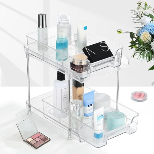 SOLVIEW Organizador Cocina para Debajo del Fregadero de 2 Capas, 4 Divisores,Versátil para Tocador, Dormitorio, 21 x 29 x 28 cm