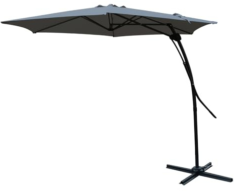 Mojawo XXL Easy Push-Up Ampelschirm Gartenschirm Sonnenschirm Sonnenschutz Anthrazit inklusive Kreuzfuss Ø3,50m