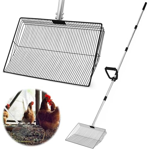 BOODPET Extra Large Pet Waste Scoop – 173cm Long Handle with D-Grip – 38cm Wide Metal Shovel for Chicken Coop, Garden, Dog Kennel, Rabbit Hutch – Heavy Duty Poop Scooper – No Bending Required