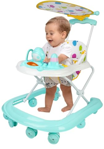 Baby-Lauflernhilfe für Jungen und Mädchen, 3-in-1 Evolutiv, faltbarer Lauflernwagen mit 3 einstellbaren Höhen, abnehmbarer Sitz und Plateau, Aktivitätszentrum für Kleinkinder ab 6+ Monaten