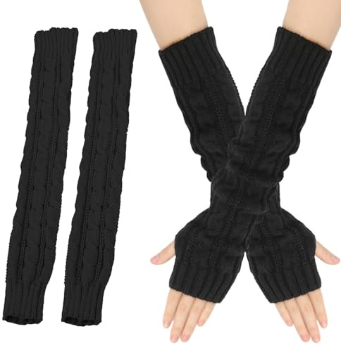 Winter Gestrickte Handstulpen, Winter Arm Warmers, Gestrickte Lange Fingerlose Handschuhe, Lange Strick Pulswärmer, Geeignet für Eine Vielzahl Modischer Outfits, Handgelenk Arm Handwärmer, 50CM