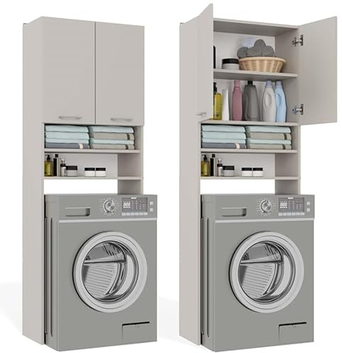 BDW Mueble para Lavadora 180 x 64 x 30 cm, Mueble Alto para baño, estantería para baño, Lavadora (Modelo 1, Cachemir)