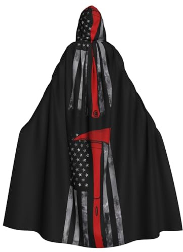 WHJSSF Capa con capucha para adultos con diseño de hacha de bombero con diseño de bandera de línea roja, capa con capucha súper grande sin cremallera
