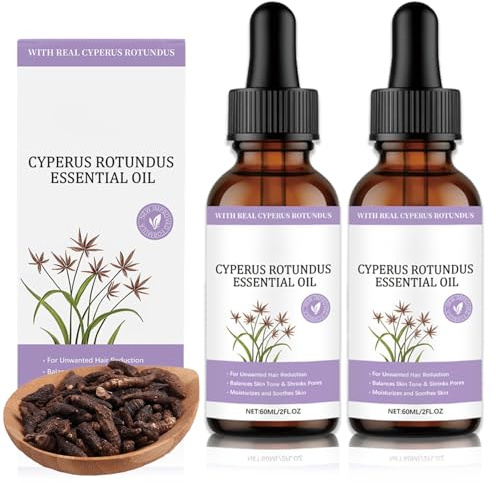 2Pcs Cyperus Rotundus Oil for Hair Removal, Natural Cyperus Rotundus Essential Oil to Reduce Unwanted Hair Growth, Effective Hair Inhibitor, Soothing & Moisturizing, Shrinks Pores, for All Skin Types